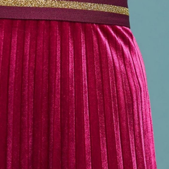 Anthropologie Maeve Pleated Velvet Skirt - Picture 2 of 6